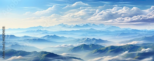 amazing beautiful of blue sky with clouds from above, copy space, Generative AI