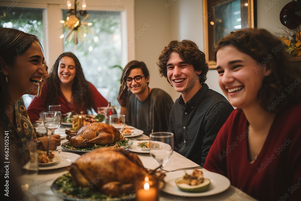 thanksgiving celebration with friends and family, Generative AI
