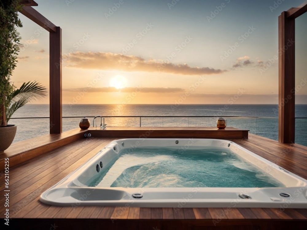 A luxury private jacuzzi deck
