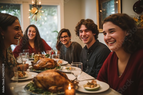 thanksgiving celebration with friends and family  Generative AI