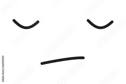 Digital png illustration of closed eyes and mouth on transparent background
