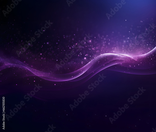 Digital purple particles wave and light abstract background with shining dots stars. © Planetz