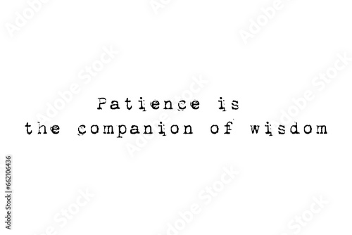 Digital png illustration of patience is the companion of wisdom text on transparent background