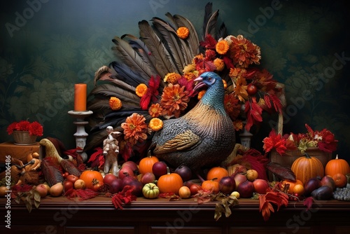 As the night deepens, the warmth of Thanksgiving decorations continues to foster a sense of togetherness and gratitude among loved ones, Generative AI  © Image Bank