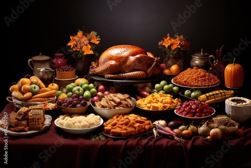 thanksgiving foods and snacks, Thanksgiving celebration, Festival, Generative Ai © Image Bank