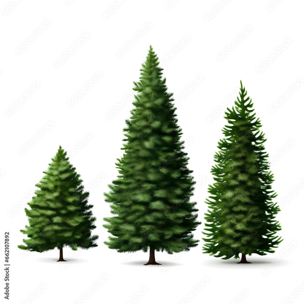 set of fir trees isolated