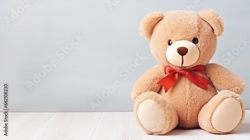 Cute brown Teddy bear toy give surprise , AI