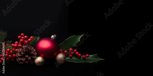 Minimalist christmas table setting. Festive decorations. Elegant new year decor. Festive background. Winter holiday celebration. Stylish tabletop design