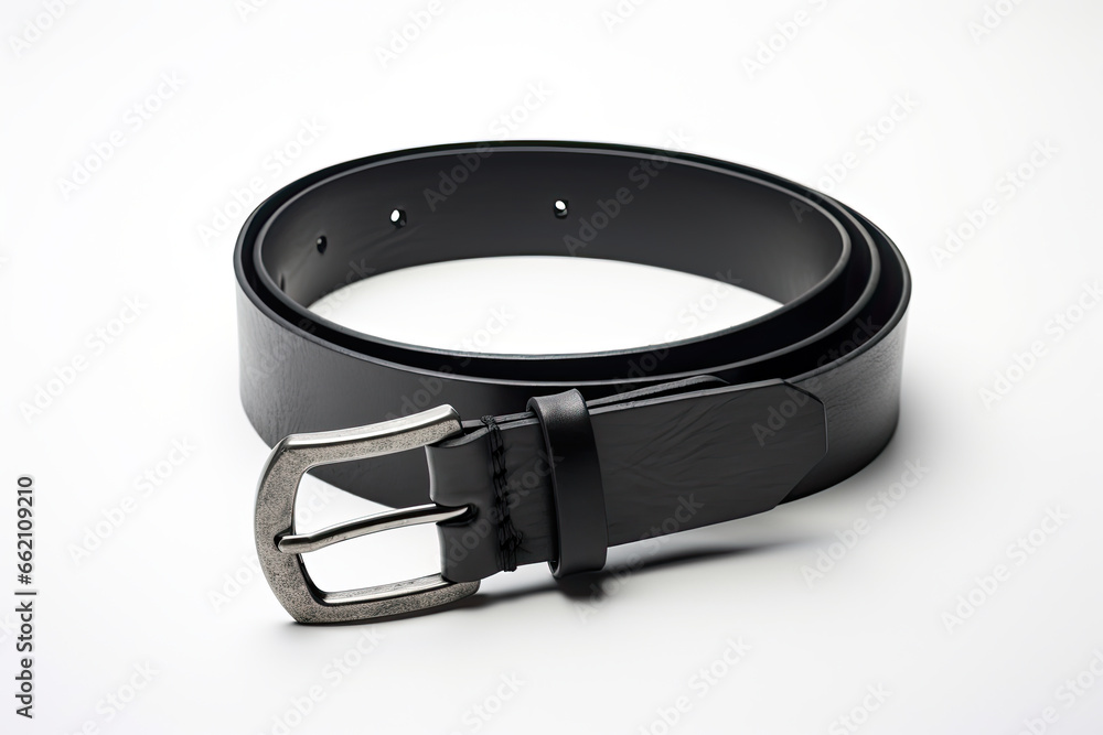 Women leather black belt on white background.. Women leather black belt on white background..