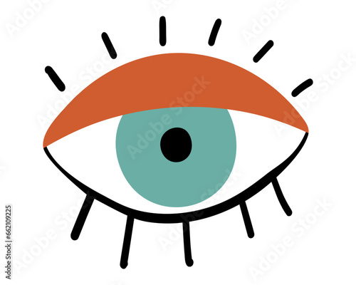 Human eye. Vintage colors. Flat vector style.