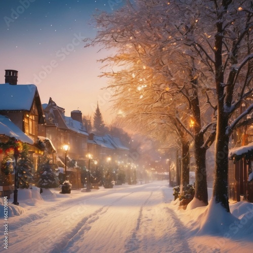 snow atmosphere, christmas eve snow atmosphere background © Sirinya