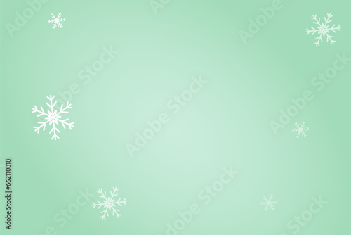 a gradient background with snowflakes the gradient starts with a light green at the top and fades to a darker blue at the bottom The snowflakes are white and they are scattered throughout the gradient