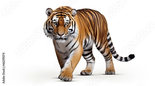 tiger walking isolated on white background