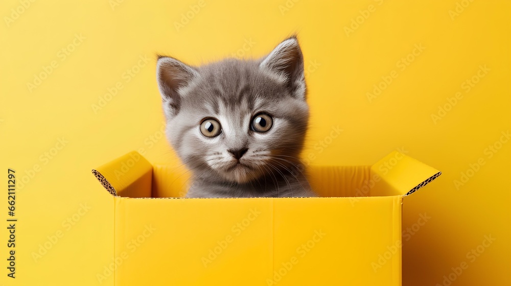 kitten cat in box ai generated