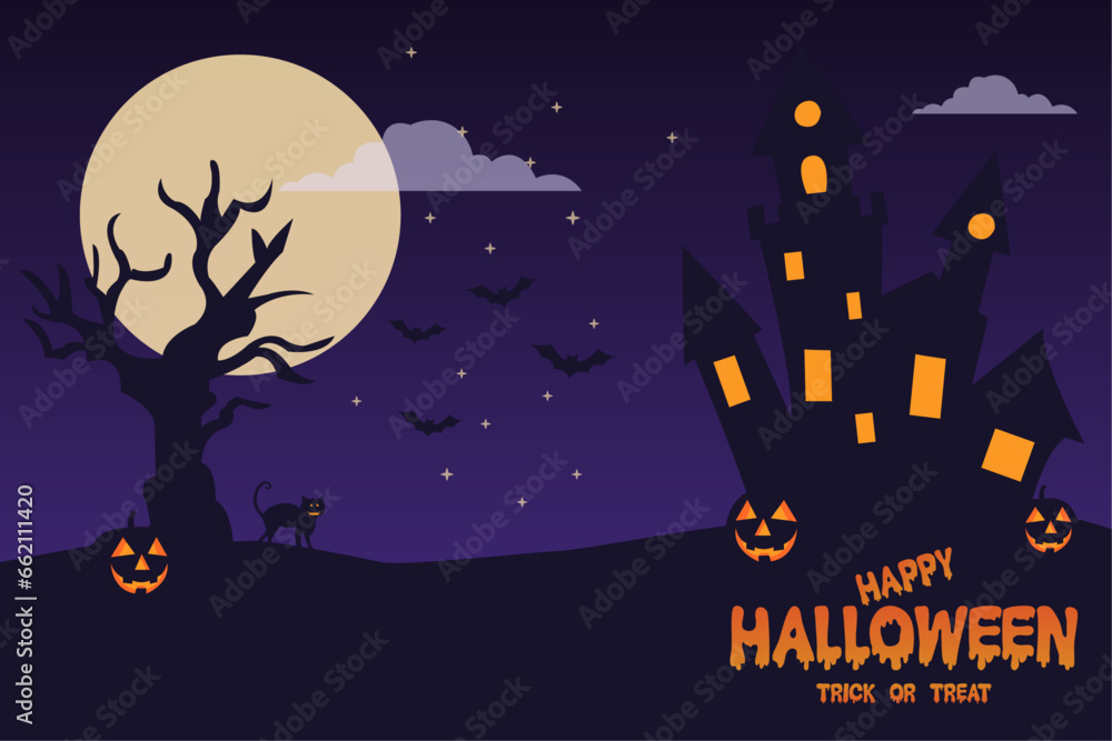 Halloween Background, happy halloween greeting card, halloween wallpaper, trick or treat. Halloween vector art background.