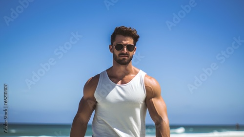 handsome man at the beach