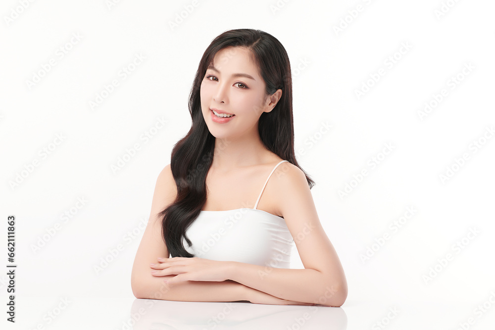 Beautiful young asian woman with clean fresh skin on white background, Face care, Facial treatment, Cosmetology, beauty and spa, Asian women portrait. Beautiful young asian woman with clean fresh skin on white background, Face care, Facial treatment, Cosmetology, beauty and spa, Asian women portrait.