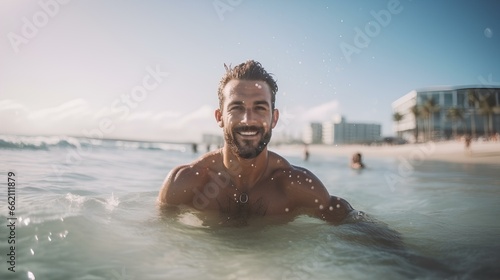handsome man at the beach