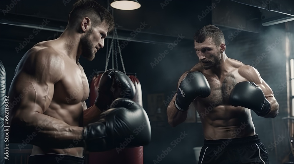 people boxing with muscular body for boxing day ai generated