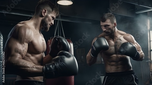 people boxing with muscular body for boxing day ai generated