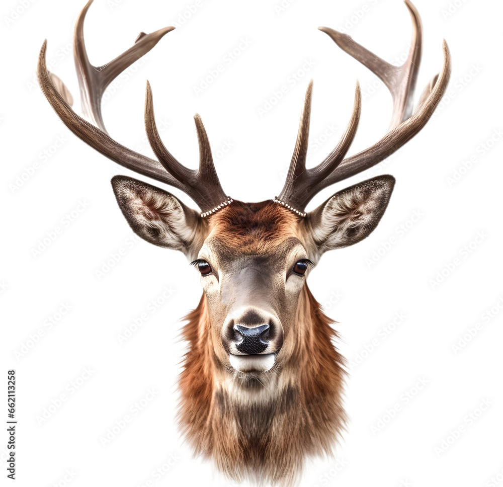 Horn Deer head close up on transparent background Horn Deer head close up on transparent background