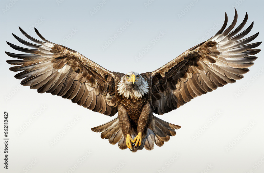 Obraz premium American Eagle is flying gracefully on white background. 