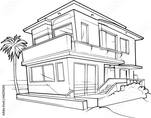 outline of beach house for coloring page