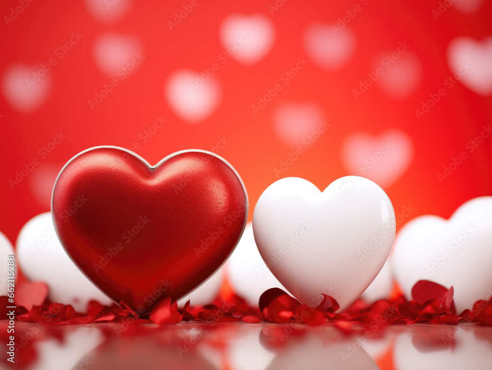 Two red and white valentines hearts surrounded by small red hearts Two red and white valentines hearts surrounded by small red hearts