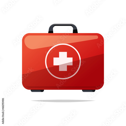 First aid medicine box kit vector isolated on white background.