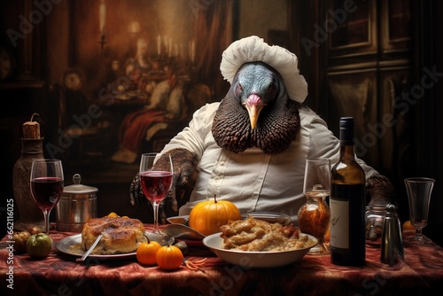 Turkey in Thanksgiving, Generative AI © Image Bank