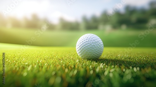 close up golf ball on green grass