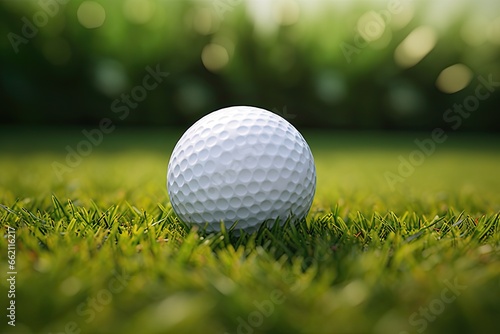 close up golf ball on green grass