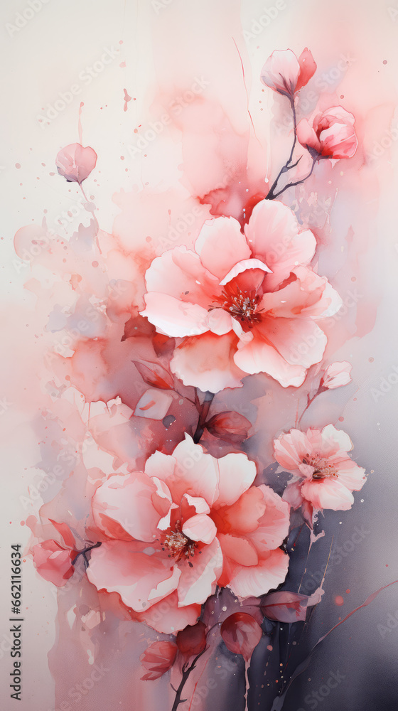 Flowers watercolor. Colorful floral background