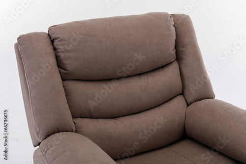 Obraz na plátne Brown Leather recliner chair isolated on white background, Comfortable Modern Re