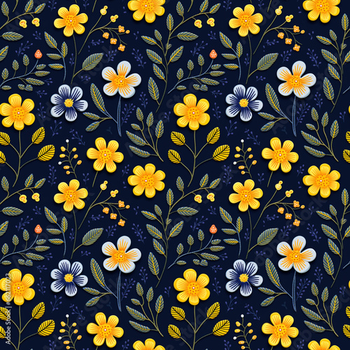 Wallpaper Mural かわいい小花柄のシームレス背景イラスト Torontodigital.ca