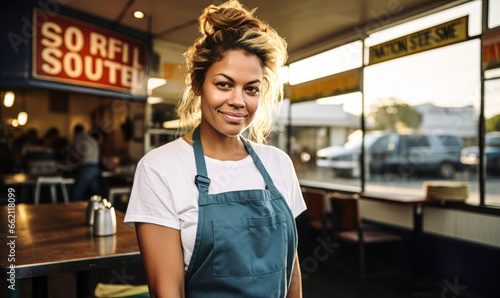 Portrait of a Female Diner Owner in Her Business Element