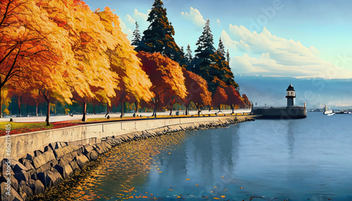 Stanley Park during the fall in Vancouver, British Columbia, Canada photo