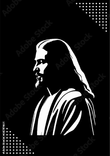 Blessed jesus christ, Jesus Christ side portrait with high quality vector illustration.For covers, books, posters, t-shirts, clothing