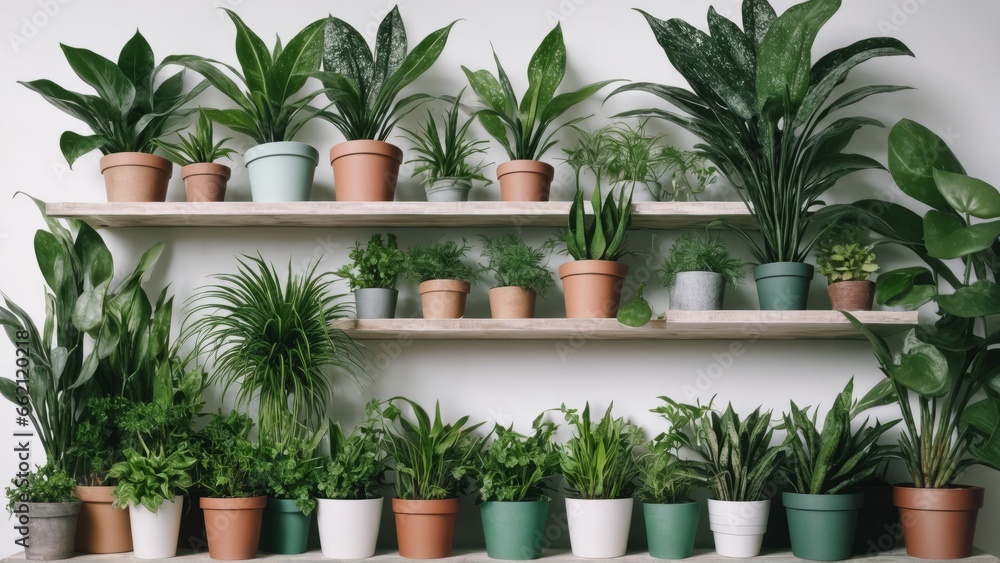 plants in pots on the rack plants in pots on the rack