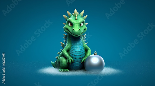 The symbol of the new year 2024 is a green wooden dragon, a New Year or Christmas concept.