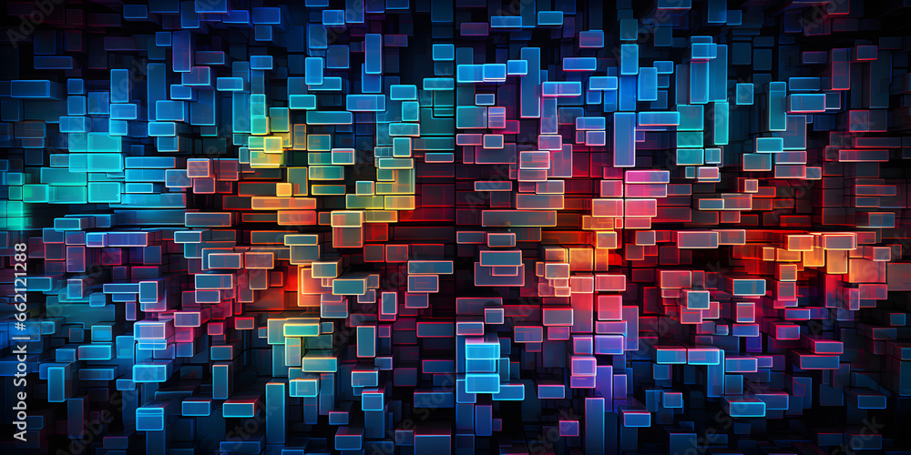 colourful abstract neon mosaic background with cubes