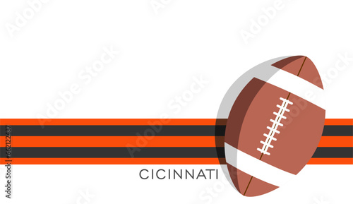 Template for presentation or infographics with Cincinnati Bengals American football team uniform colors lines and ball