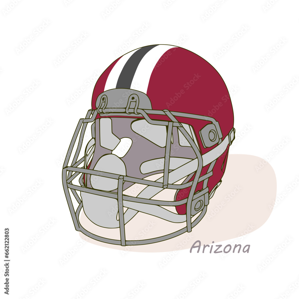 American football helmet with Arizona Cardinals team colors. Template for presentation or infographics. American football helmet with Arizona Cardinals team colors. Template for presentation or infographics.