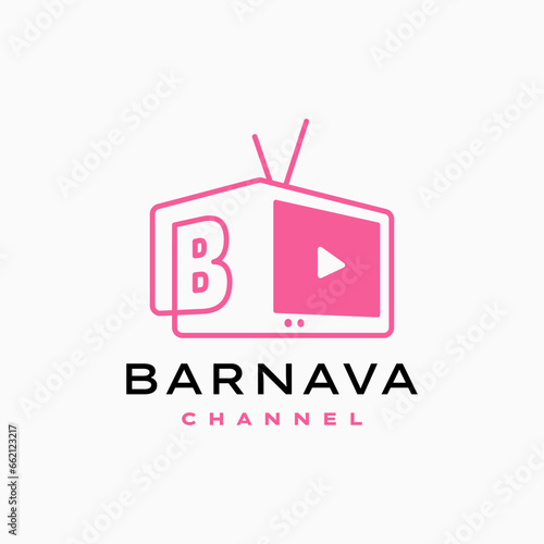 b letter mark channel television tv logo vector icon illustration