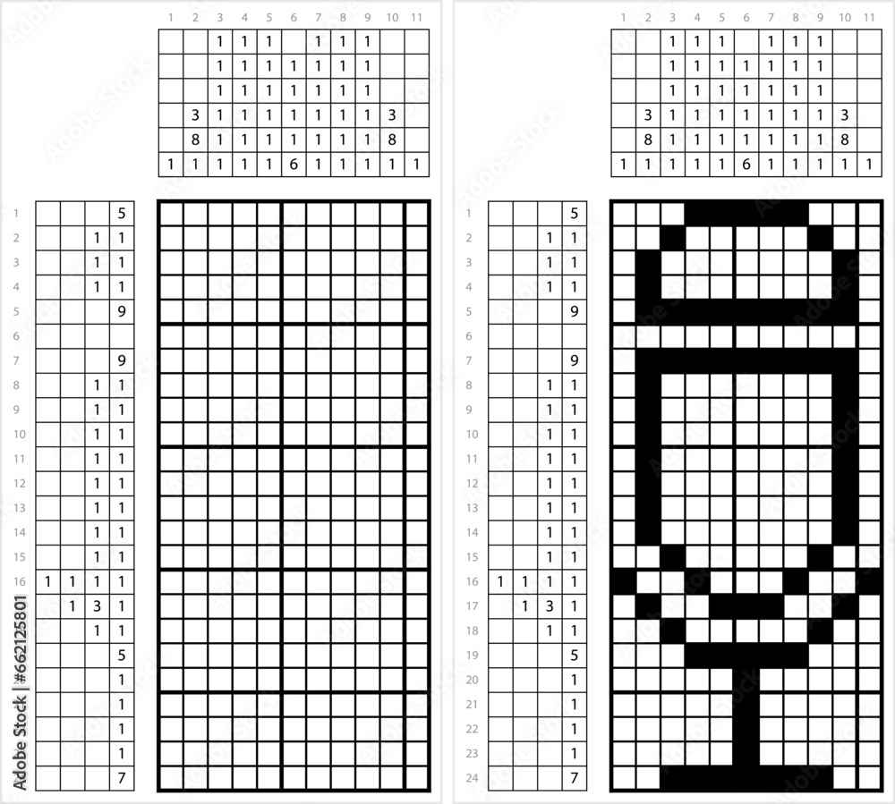 Fototapeta premium Microphone Icon Nonogram Pixel Art M_2208001