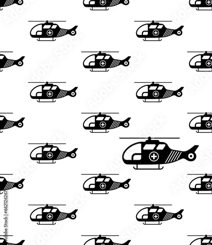 Air Ambulance Helicopter Icon Seamless Pattern, Air Ambulance Icon