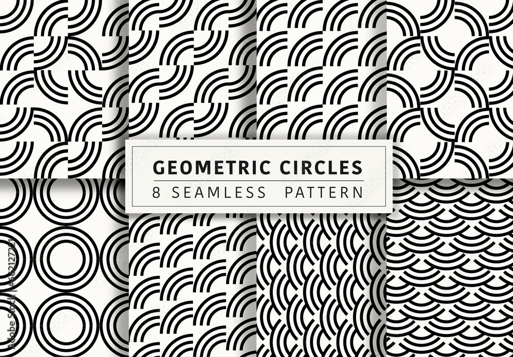 Mockup of 8 customizable repeatable patterns, monochrome Stock Template ...