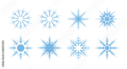 Snowflake winter set on a white background