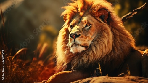 Beautiful Lion wild male animal portrait king of jungle