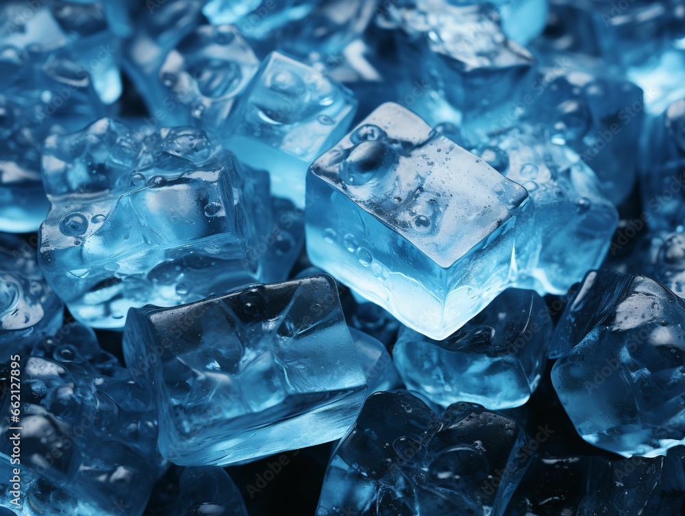 Obraz premium Blue Ice Cube Background. Fresh Ice Cube Texture